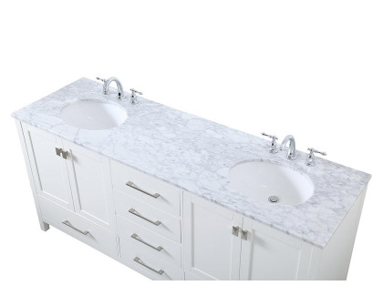 Elegant Bathroom Vanity - White, L 72" (VF18972DWH)