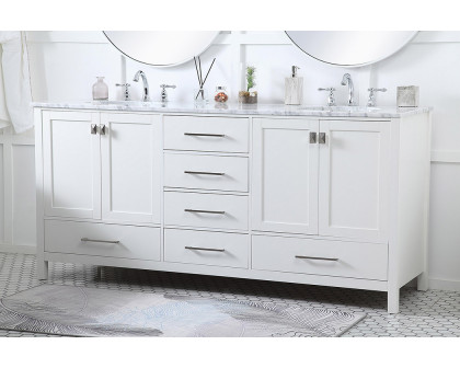 Elegant Bathroom Vanity - White, L 72" (VF18972DWH)