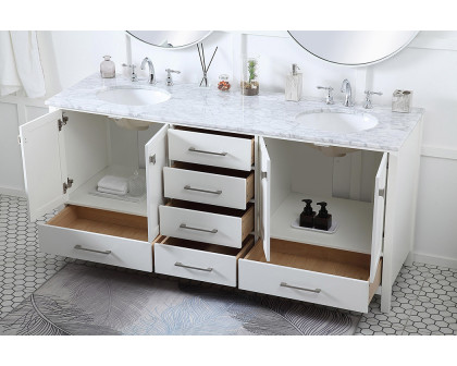 Elegant Bathroom Vanity - White, L 72" (VF18972DWH)