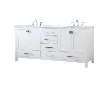 Elegant Bathroom Vanity - White, L 72" (VF18972DWH)