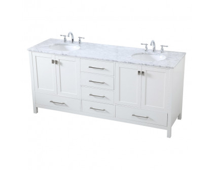 Elegant Bathroom Vanity - White, L 72" (VF18972DWH)