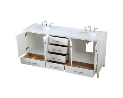 Elegant Bathroom Vanity - White, L 72" (VF18972DWH)