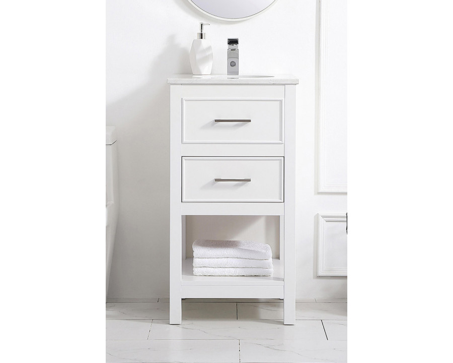 Elegant Bathroom Vanity - White, L 18" (VF19018WH)