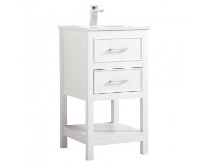 Elegant Bathroom Vanity - White, L 18" (VF19018WH)