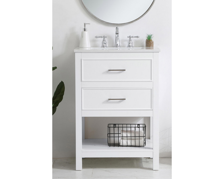 Elegant Bathroom Vanity - White, L 24" (VF19024WH)