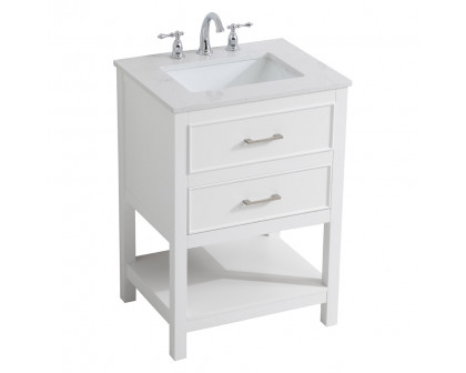 Elegant Bathroom Vanity - White, L 24" (VF19024WH)