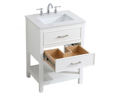 Elegant Bathroom Vanity - White, L 24" (VF19024WH)