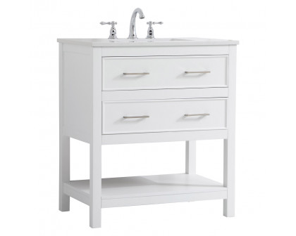 Elegant Bathroom Vanity - White (VF19030WH)