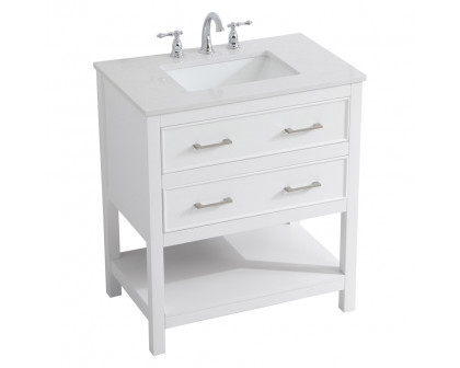 Elegant Bathroom Vanity - White (VF19030WH)