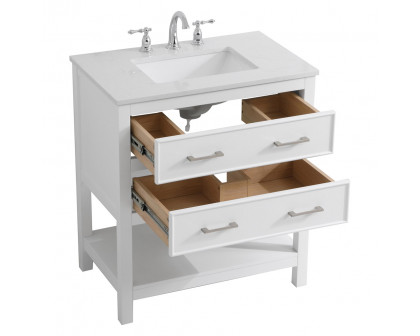 Elegant Bathroom Vanity - White (VF19030WH)