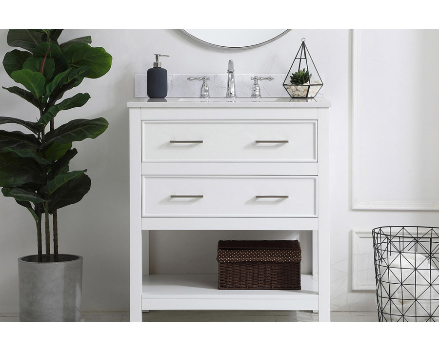 Elegant Bathroom Vanity - White (VF19030WH-BS)