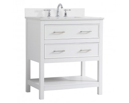 Elegant Bathroom Vanity - White (VF19030WH-BS)