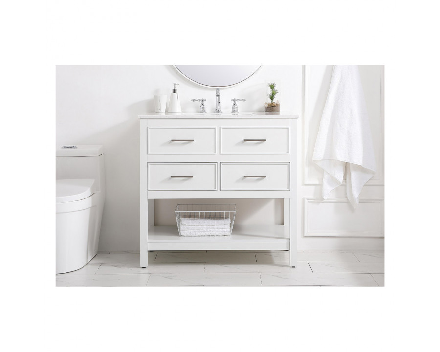 Elegant Bathroom Vanity - White (VF19036WH)