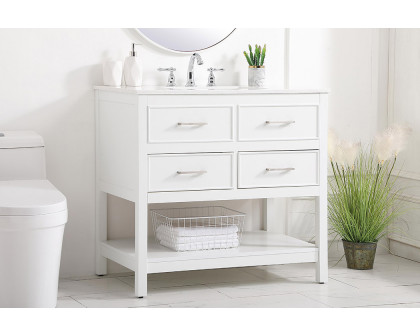 Elegant Bathroom Vanity - White (VF19036WH)