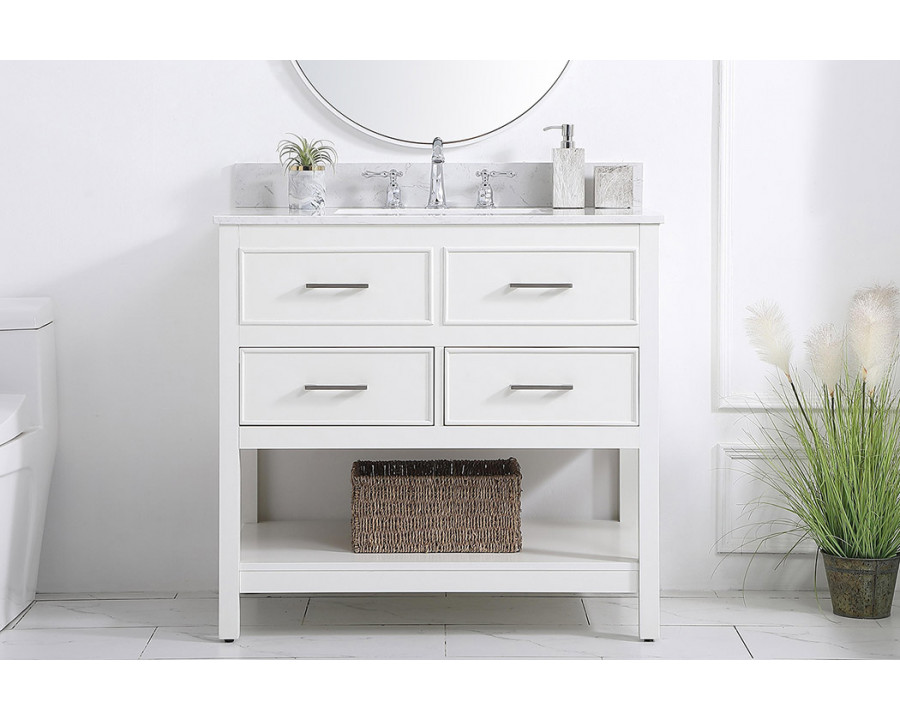 Elegant Bathroom Vanity - White (VF19036WH-BS)