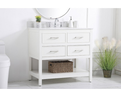 Elegant Bathroom Vanity - White (VF19036WH-BS)