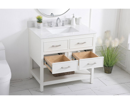 Elegant Bathroom Vanity - White (VF19036WH-BS)