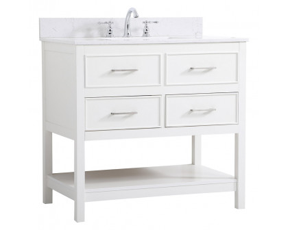 Elegant Bathroom Vanity - White (VF19036WH-BS)