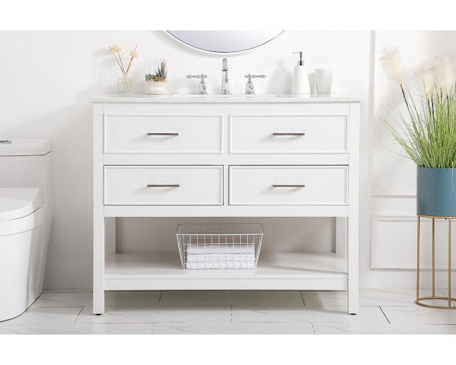 Elegant Bathroom Vanity - White (VF19042WH)