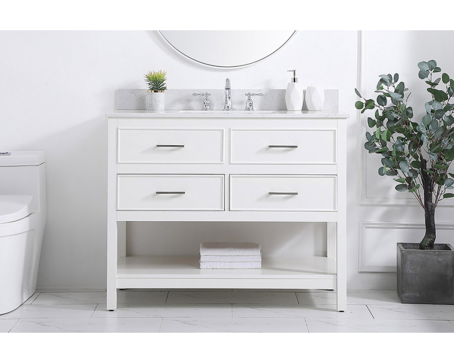 Elegant Bathroom Vanity - White (VF19042WH-BS)