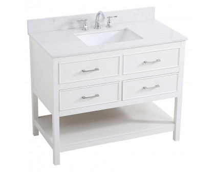 Elegant Bathroom Vanity - White (VF19042WH-BS)