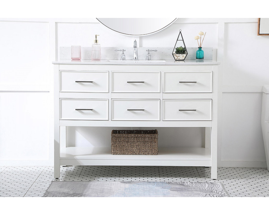 Elegant Bathroom Vanity - White (VF19048WH-BS)