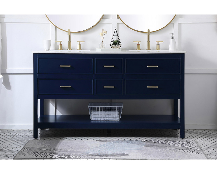 Elegant Bathroom Vanity - Blue (VF19060DBL)