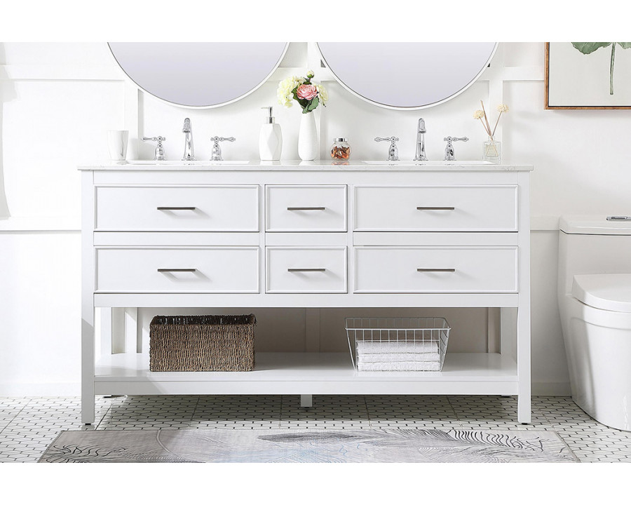 Elegant Bathroom Vanity - White (VF19060DWH)