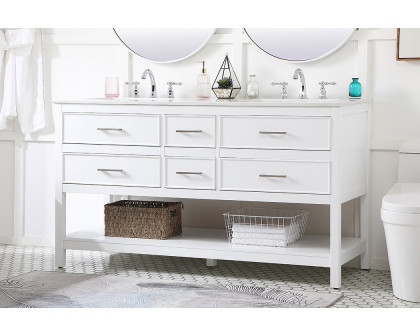 Elegant Bathroom Vanity - White (VF19060DWH)