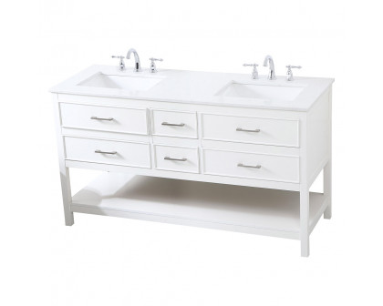 Elegant Bathroom Vanity - White (VF19060DWH)