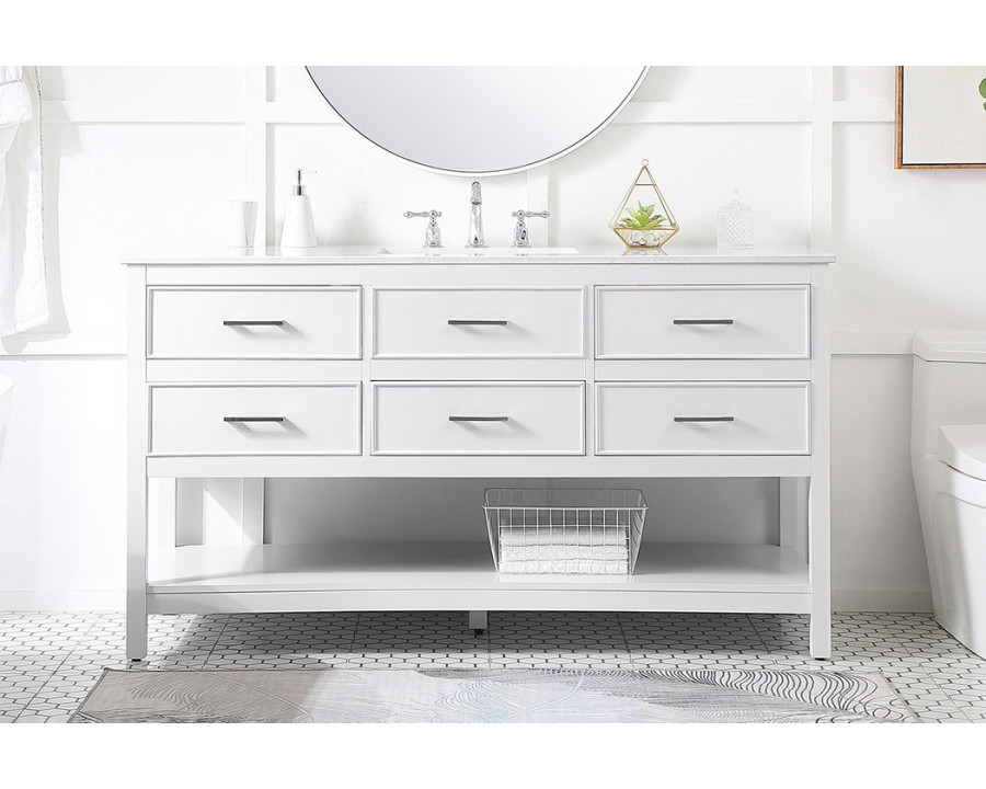 Elegant Bathroom Vanity - White (VF19060WH)