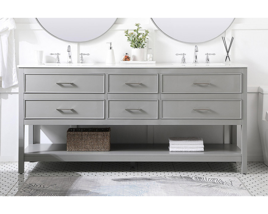 Elegant Bathroom Vanity - Gray (VF19072DGR)