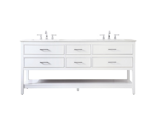 Elegant Bathroom Vanity - White (VF19072DWH)