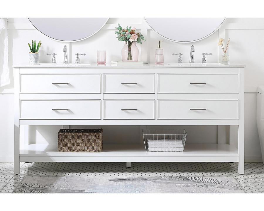 Elegant Bathroom Vanity - White (VF19072DWH)