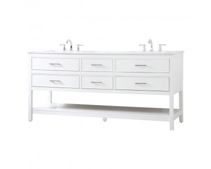 Elegant Bathroom Vanity - White (VF19072DWH)