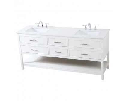 Elegant Bathroom Vanity - White (VF19072DWH)