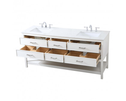 Elegant Bathroom Vanity - White (VF19072DWH)