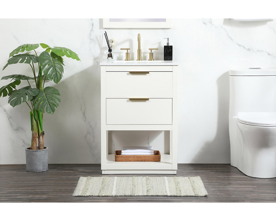 Elegant Bathroom Vanity - White (VF19224WH)