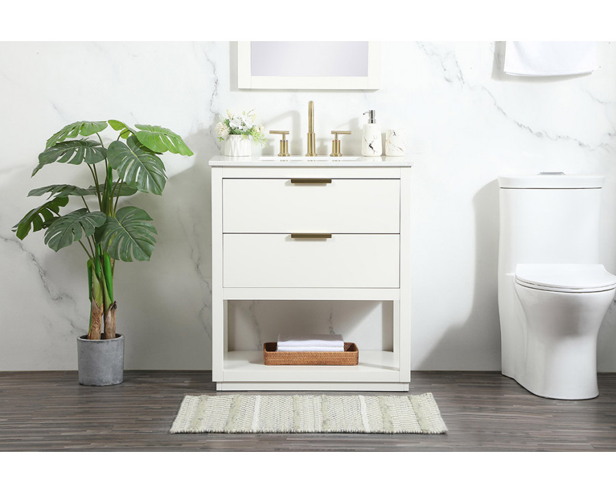 Elegant Bathroom Vanity - White (VF19230WH)