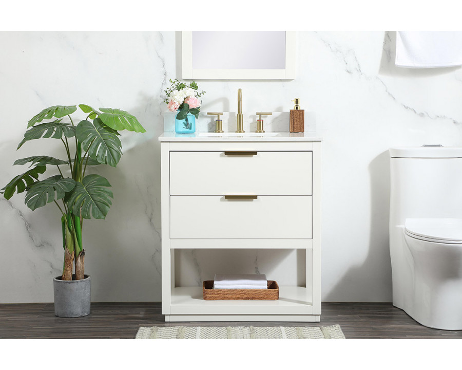 Elegant Bathroom Vanity - White (VF19230WH-BS)