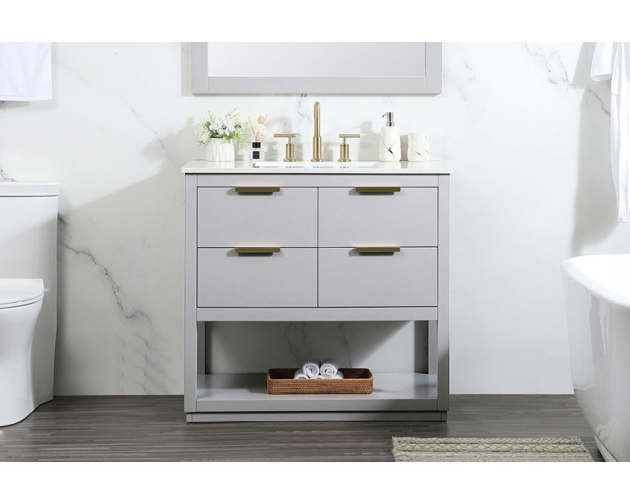 Elegant Bathroom Vanity - Gray (VF19236GR-BS)