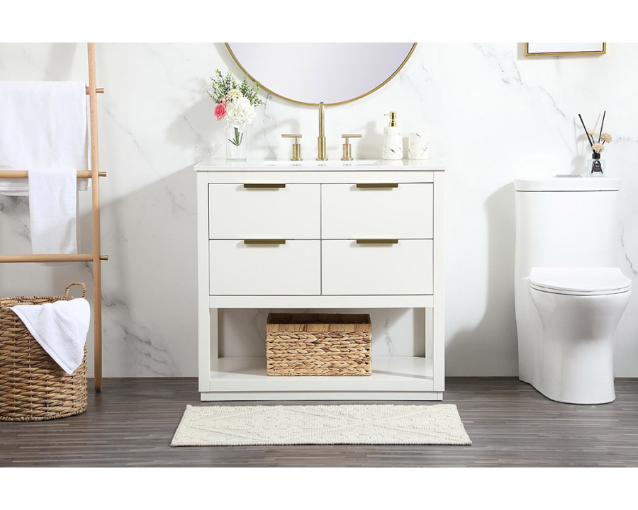 Elegant Bathroom Vanity - White (VF19236WH)