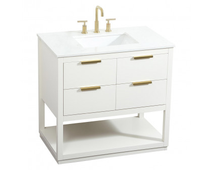 Elegant Bathroom Vanity - White (VF19236WH)