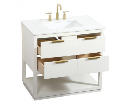 Elegant Bathroom Vanity - White (VF19236WH)