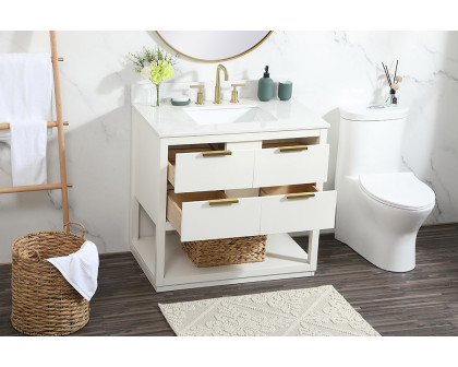 Elegant Bathroom Vanity - White (VF19236WH-BS)