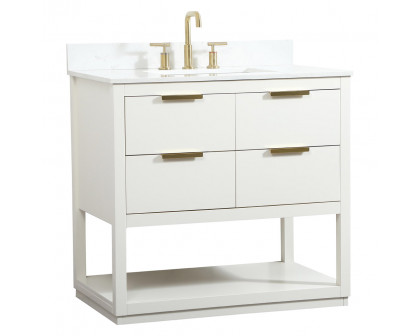 Elegant Bathroom Vanity - White (VF19236WH-BS)