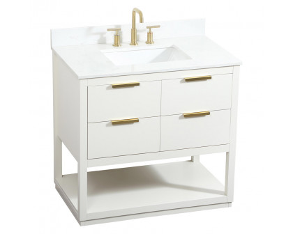 Elegant Bathroom Vanity - White (VF19236WH-BS)