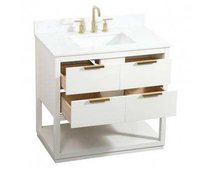 Elegant Bathroom Vanity - White (VF19236WH-BS)