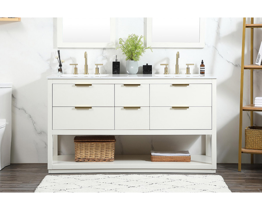 Elegant Bathroom Vanity - White (VF19260DWH)