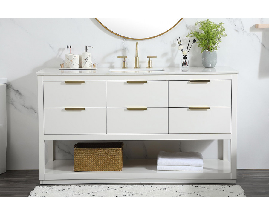 Elegant Bathroom Vanity - White (VF19260WH)